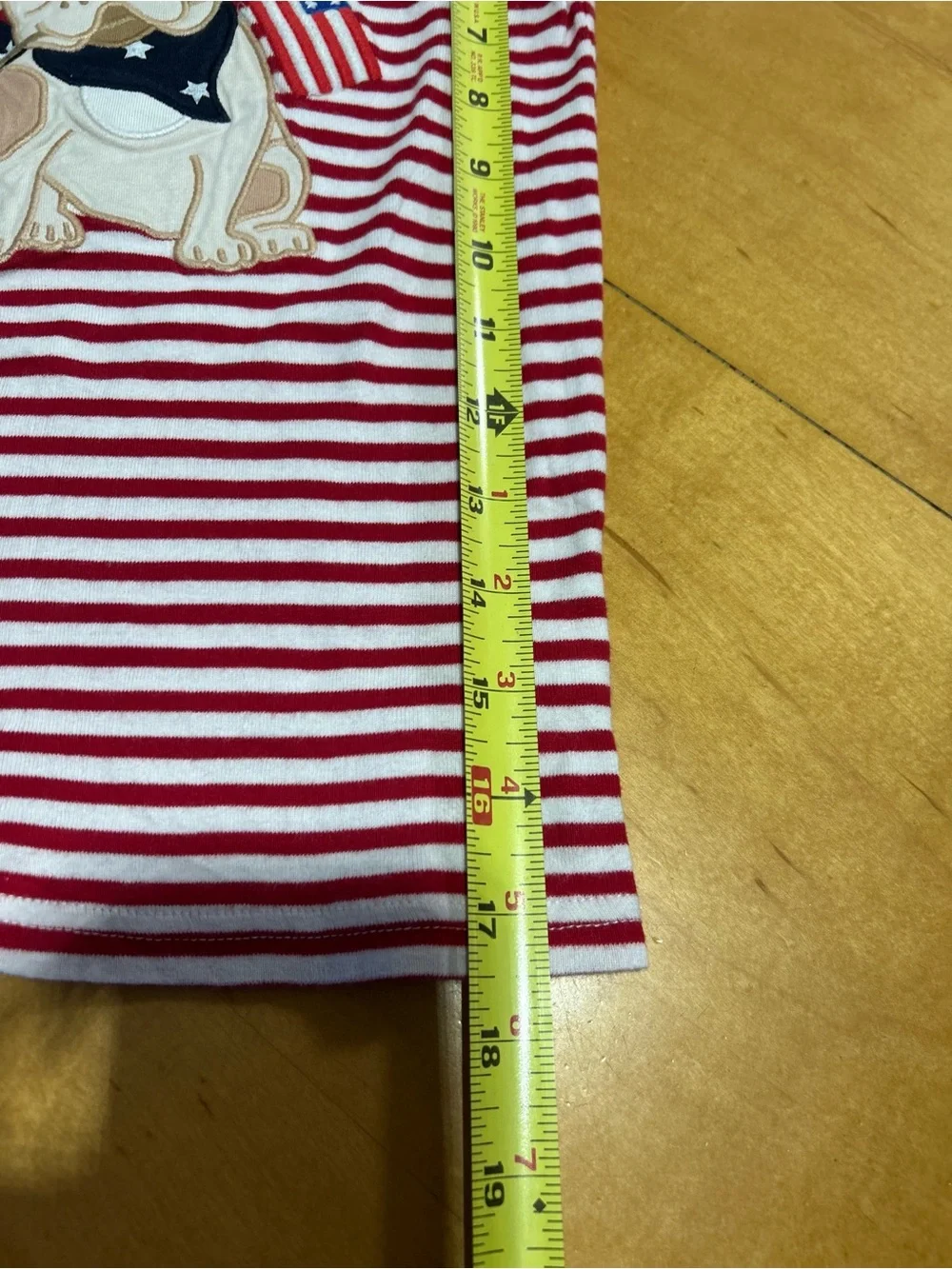 Red & White Striped Kids Tee with Dog Applique